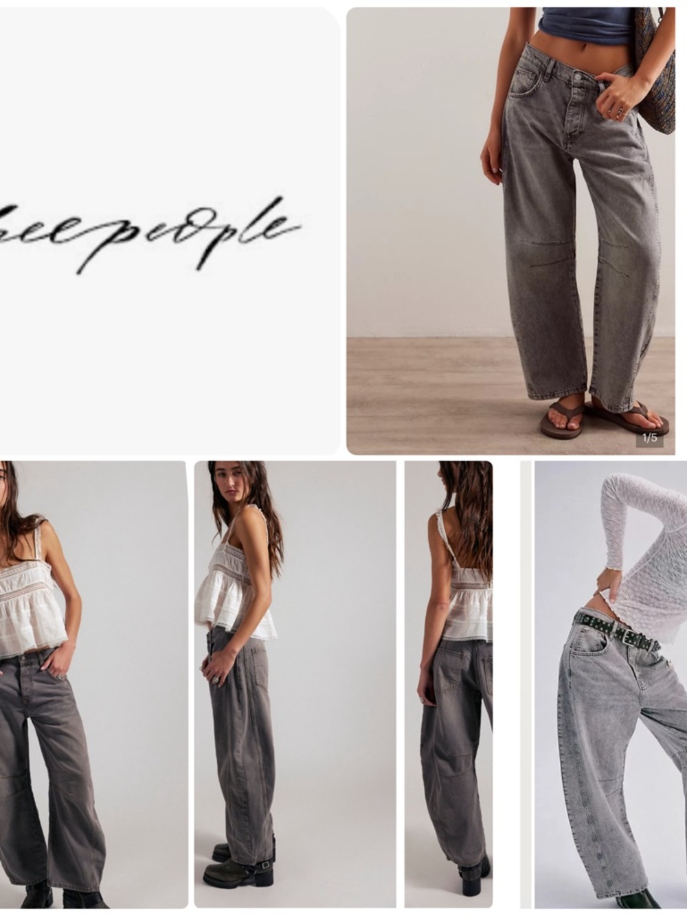 Free People | Good Luck Grey Barrel Jeans